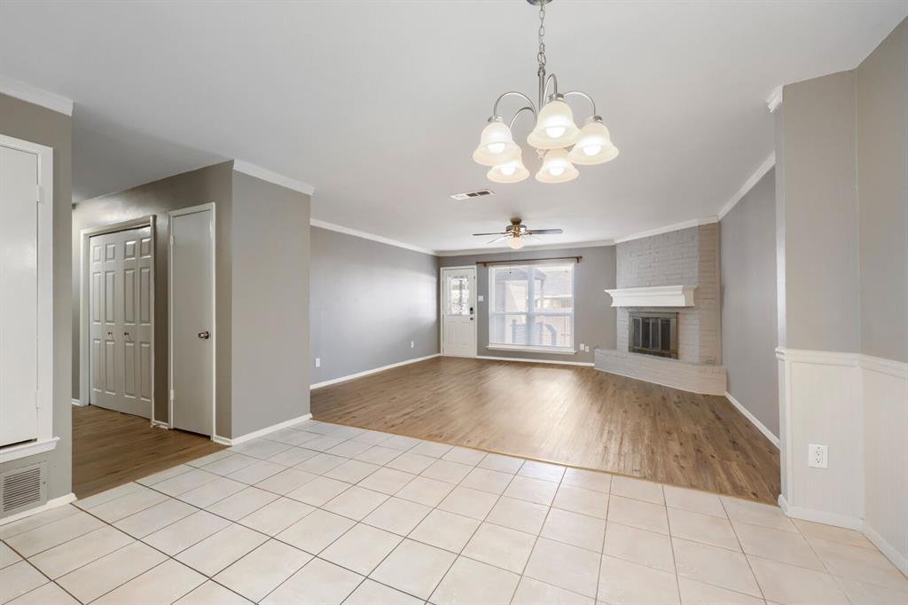 Separate dining area with a chandelier at 22 E Townhouse Ln #31, Grand Prairie